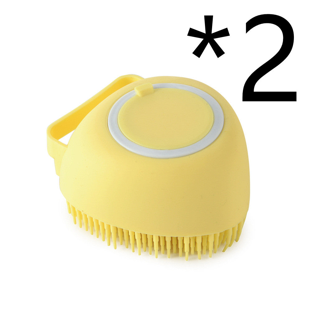 Silicone pet bath massage brush with shampoo dispenser for dogs and cats - view 3