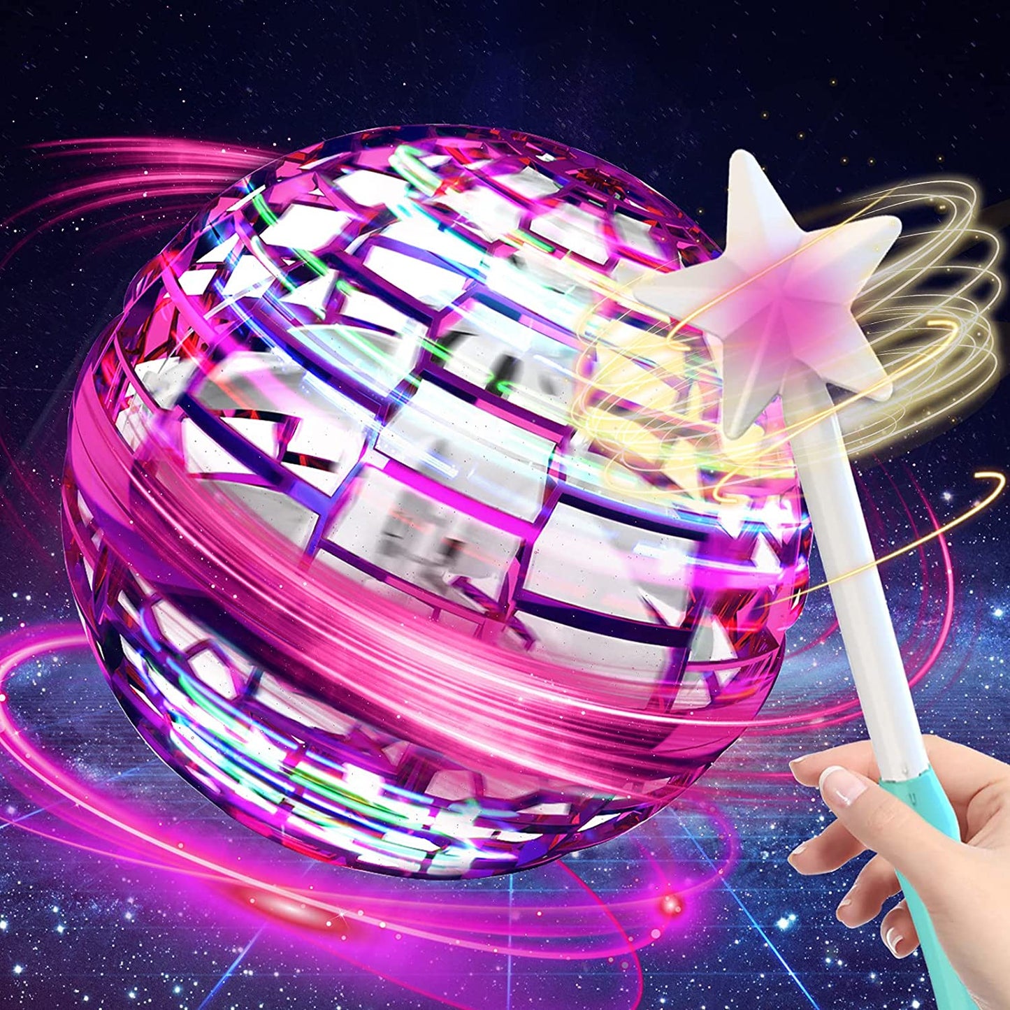 Mini flying orb toy hovering ball with LED lights
