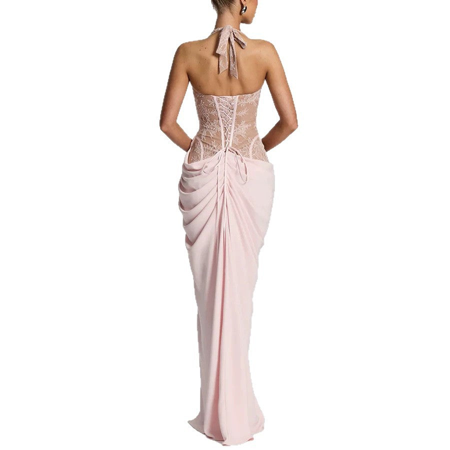halter dress worn, full body