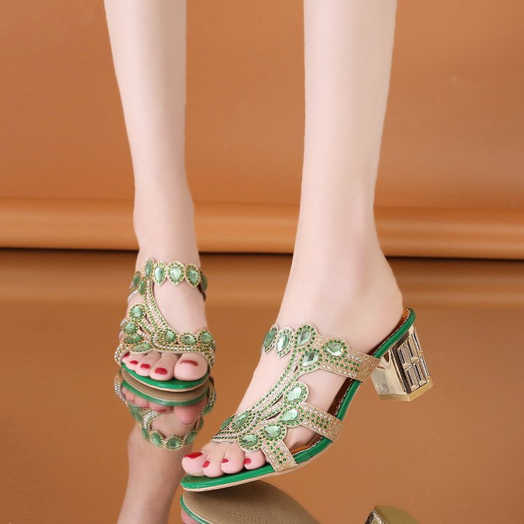 Model wearing chunky platform sandals outdoors