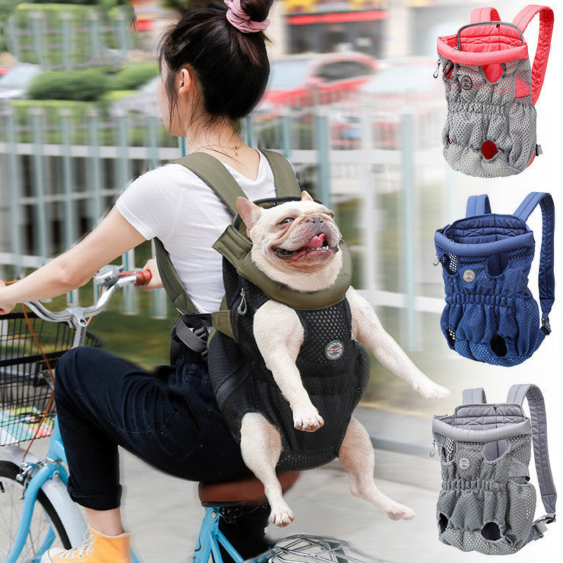 Pet carrier backpack, breathable mesh, front view
