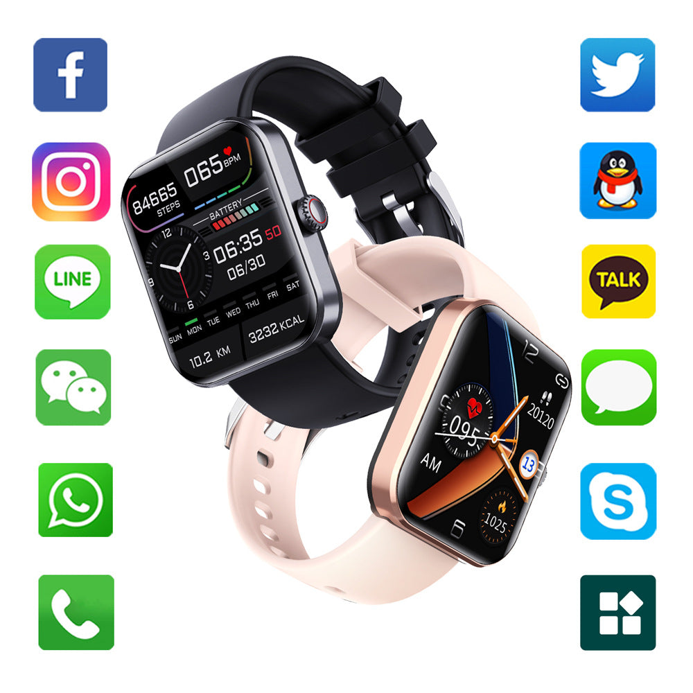 F57L health smartwatch in black silicone band