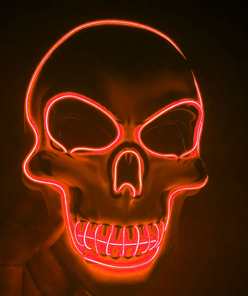 Skeleton mask shown in green glow color
