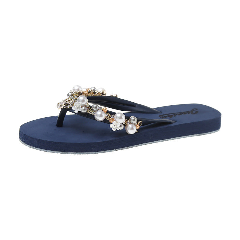 Flip-flops shown in blue colorway