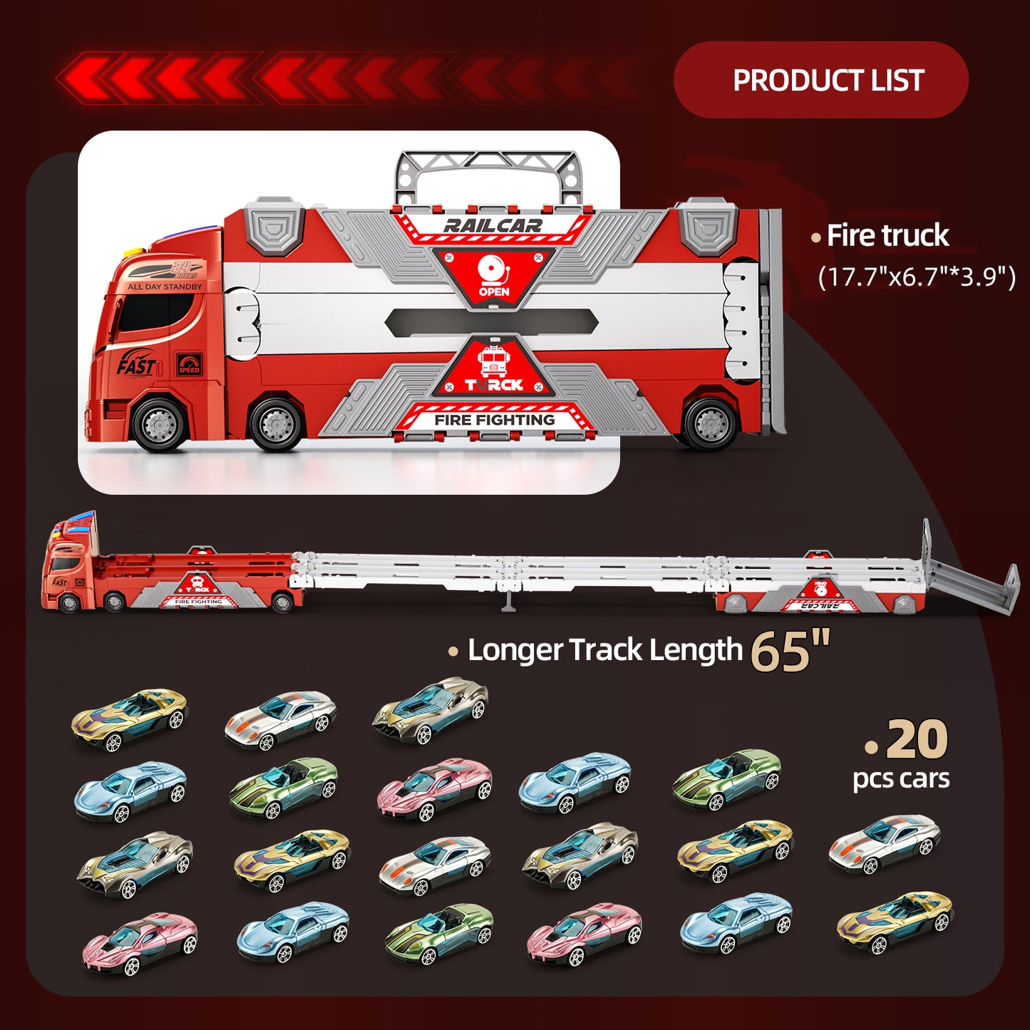 Fire Truck Toy with Lights, Sounds & Music – Kids Transport Vehicle - product photo 8 of 8