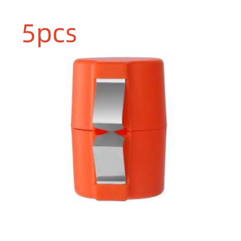 Egg cracker and separator tool shown cracking an egg