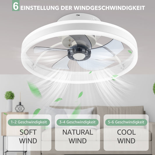 Large LED Ceiling Fan with Lighting – Adjustable 6-Speed Remote Control - product photo 1 of 5