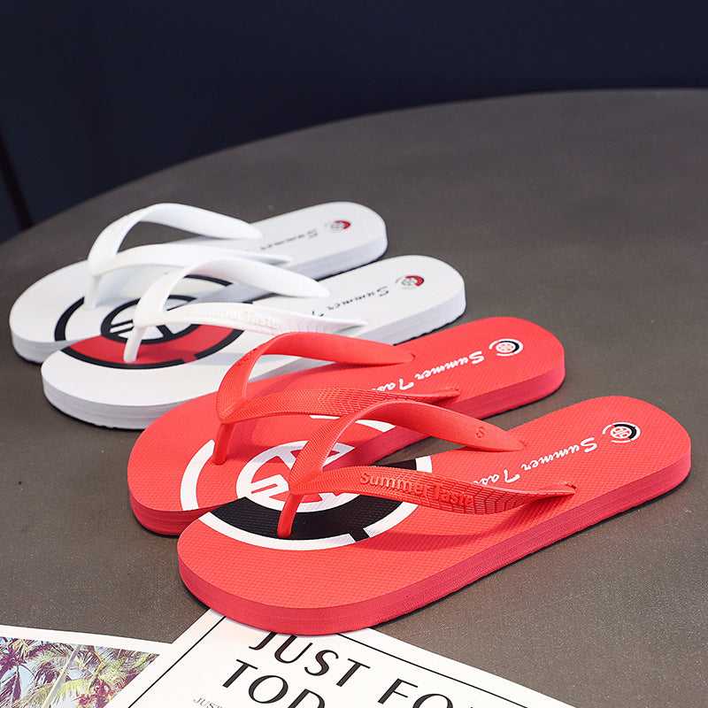 Fashion beach flip-flops - top view