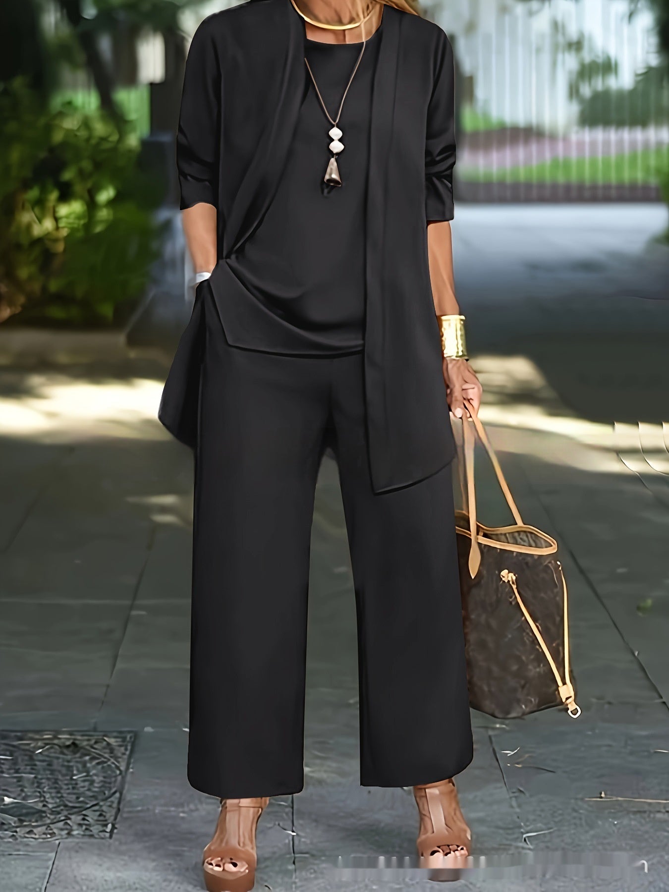 Women's 3-Piece Cardigan Suit Set – Vest Top, Jacket & Wide-Leg Pants – photo 4 of 20