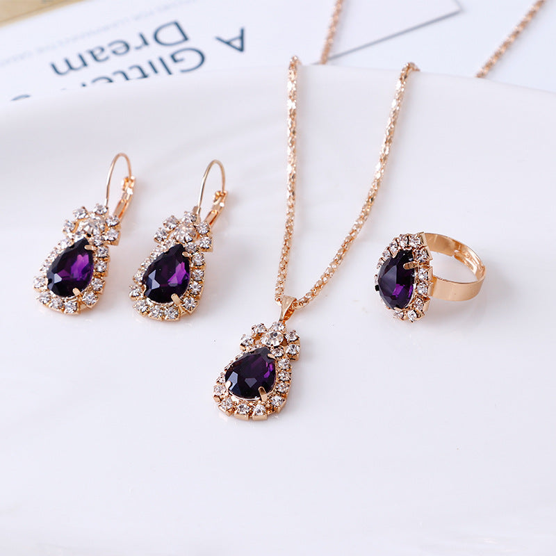 Water drop rhinestone jewelry set – gift-ready packaging