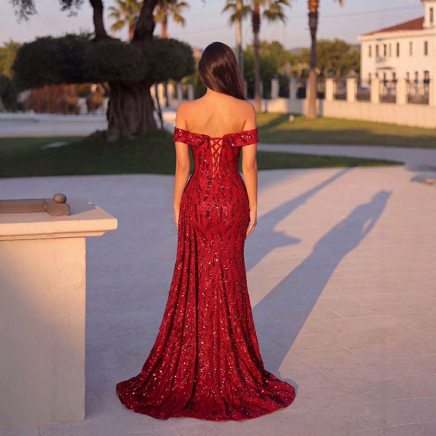 mermaid dress worn, full body