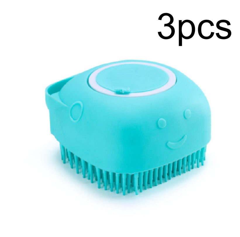 Silicone pet bath massage brush with shampoo dispenser for dogs and cats - view 12