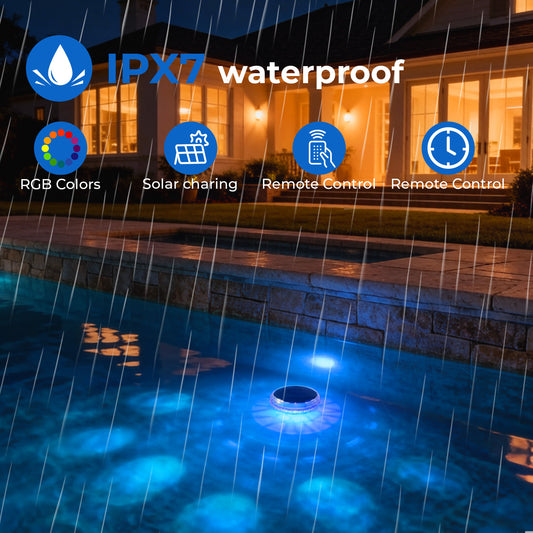 Solar-powered floating pool lights, 2-pack – product photo 2