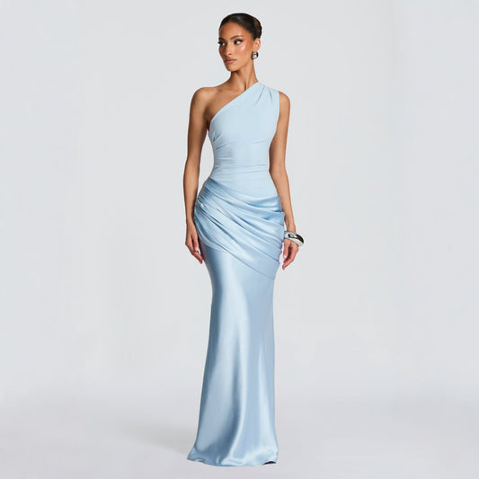 Off-shoulder bodycon maxi evening dress