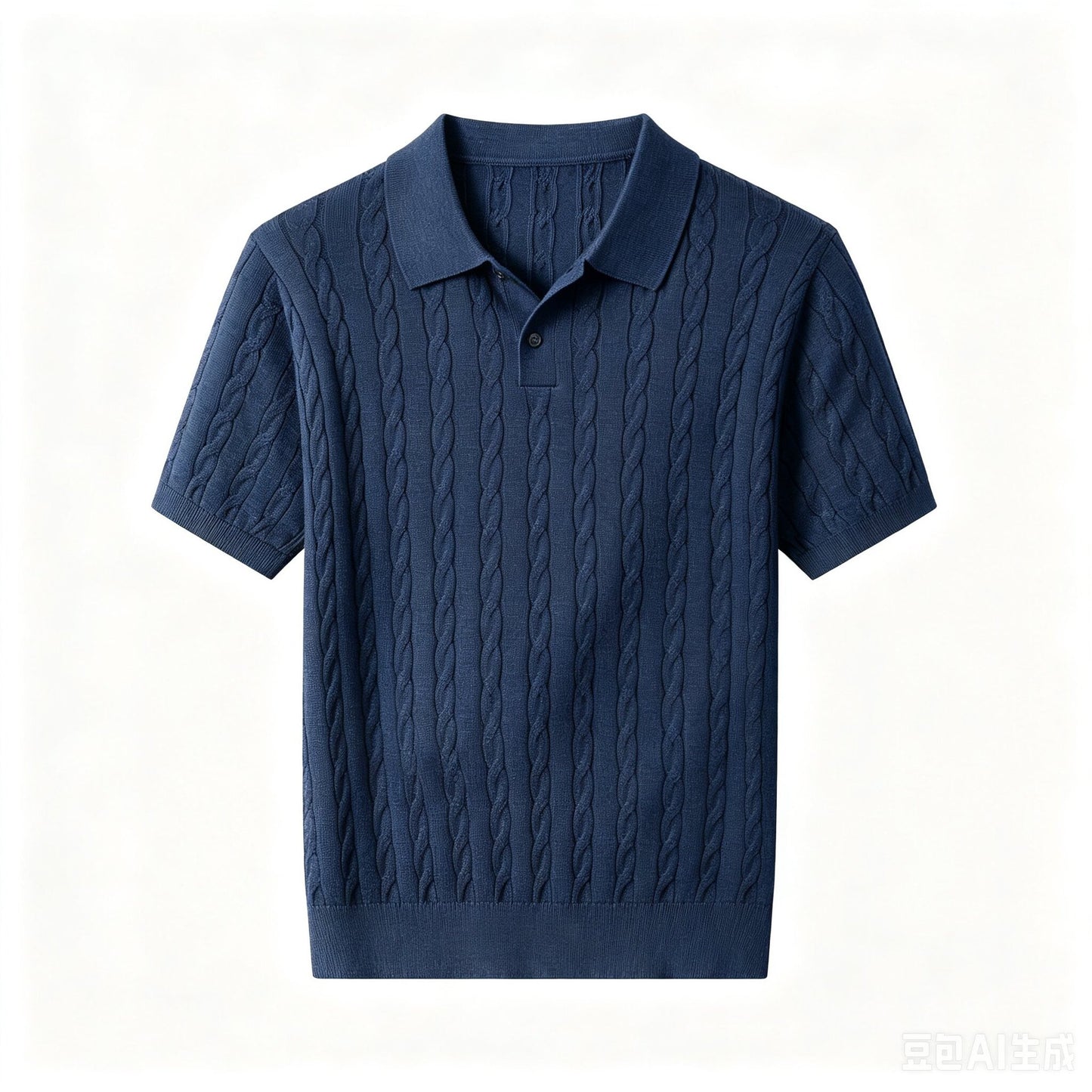 Men's cable-knit short-sleeve polo shirt - photo 7 of 10