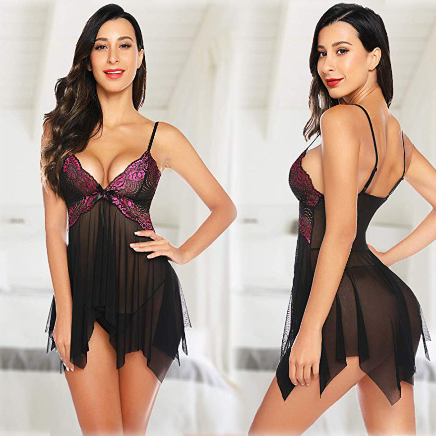 Women's Halter Mesh Nightgown – Simple Sleepwear Dress - product photo 1 of 5