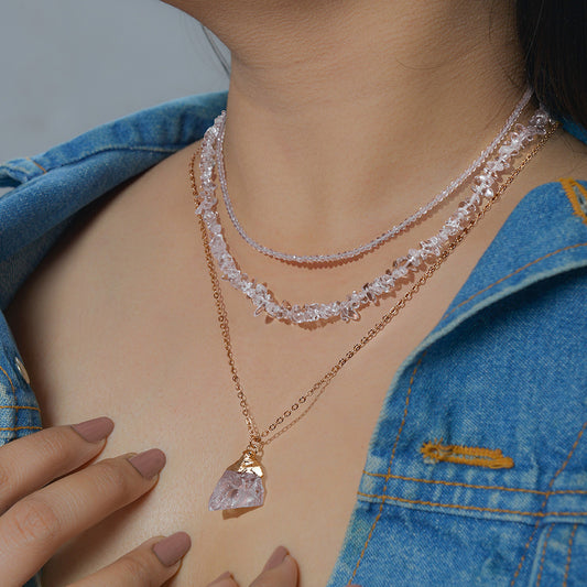 Natural Stone Bead Necklace – Retro Style Statement Necklace - product photo 1 of 8