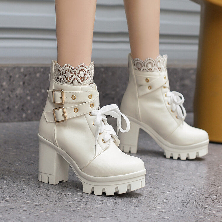 Women's lace-up square heel ankle boots - view 1