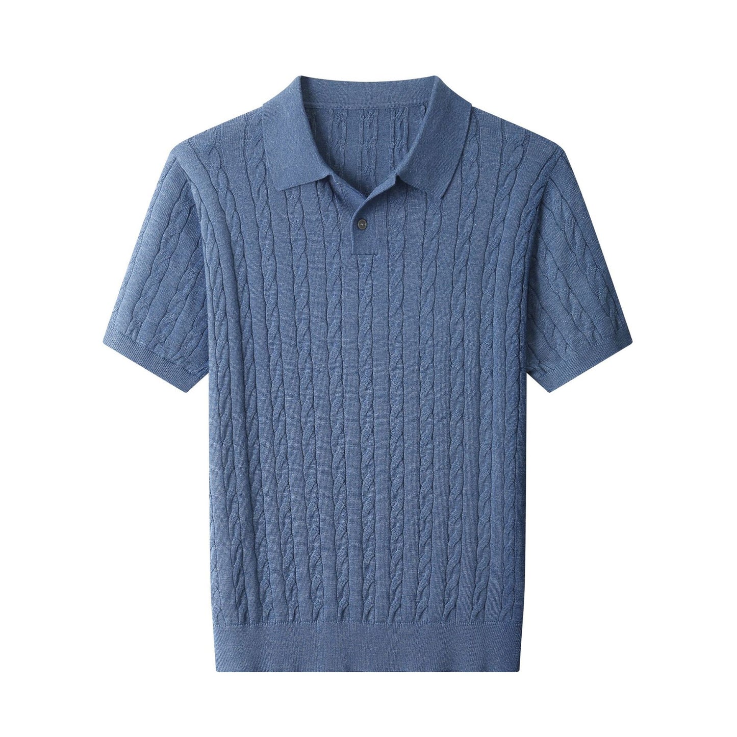 Men's cable-knit short-sleeve polo shirt - photo 6 of 10
