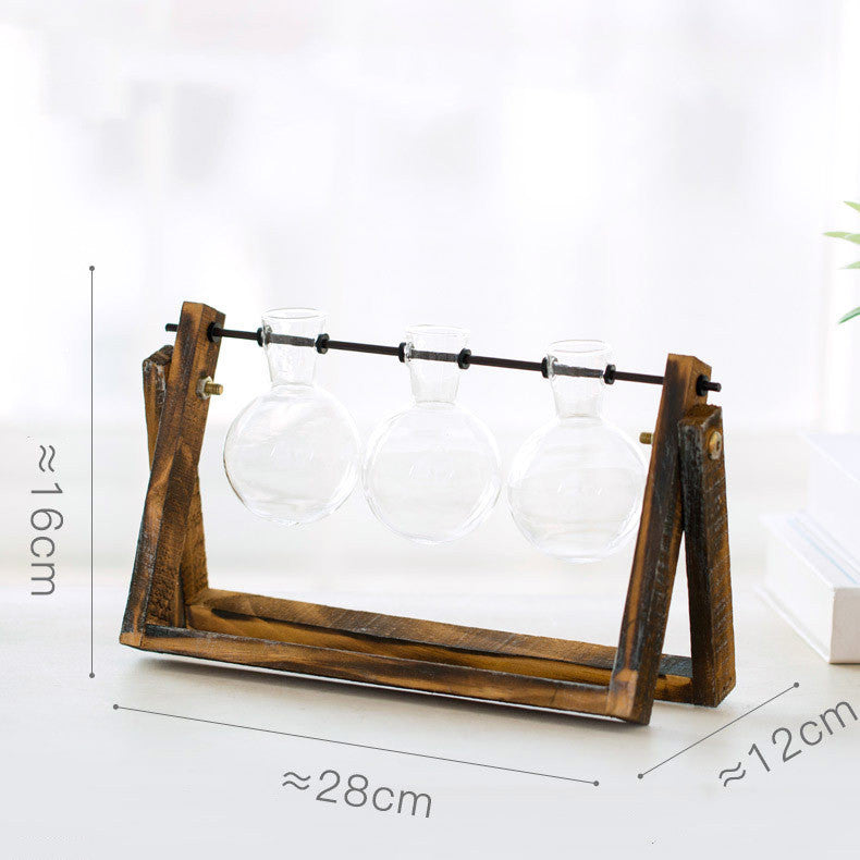 Wooden-base glass bottle plant vase - photo 2 of 11
