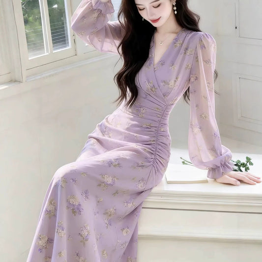 French-style chiffon maxi dress - main product photo