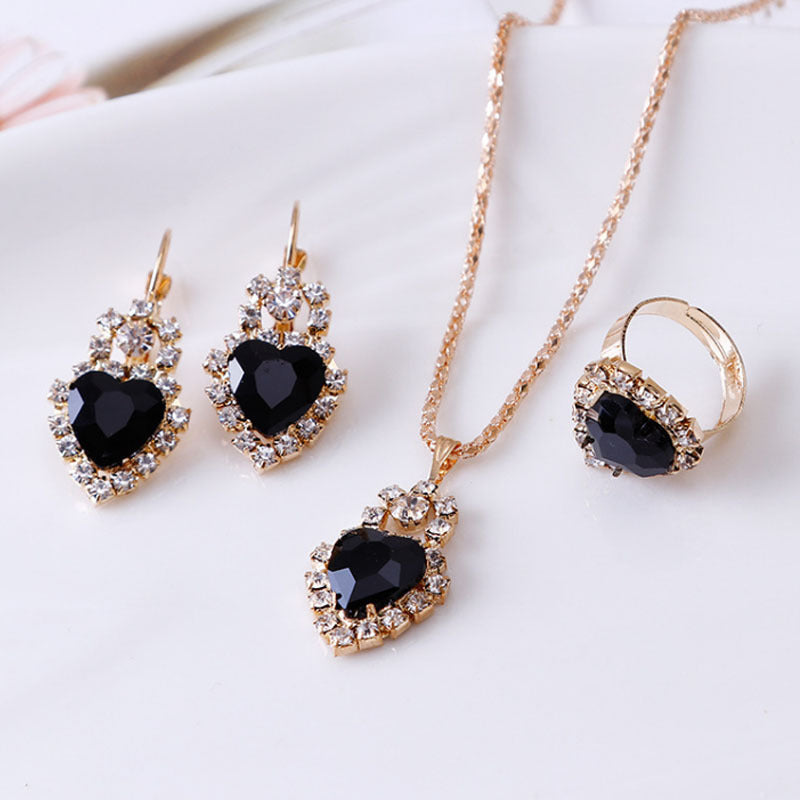 Water drop rhinestone jewelry set – earrings close-up