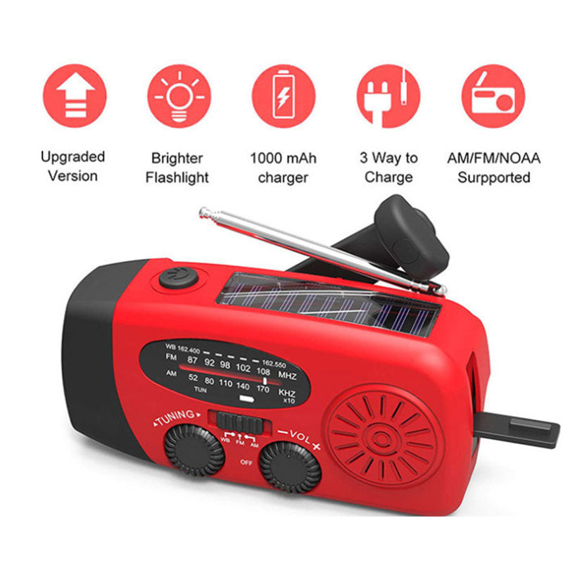 Solar & Hand Crank Emergency Radio Flashlight with USB Charging - product photo 5 of 12
