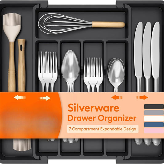 Expandable silverware organizer, full view