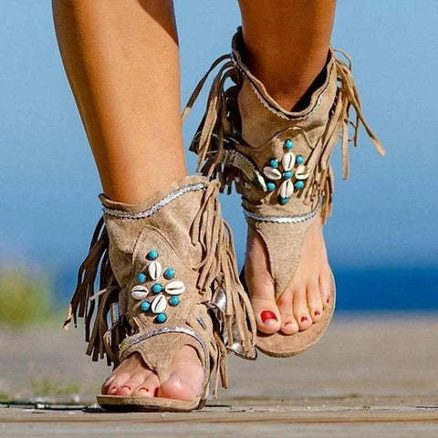 Leopard Print Fringe Flip Flops – Fashion Roman Sandals for Women - product photo 8 of 9
