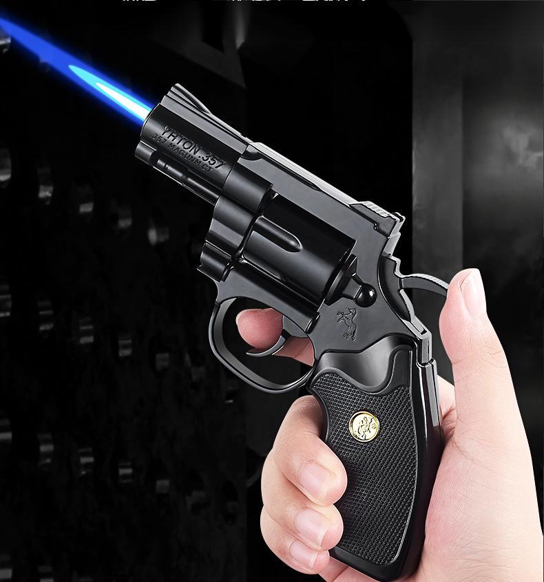 revolver lighter flame ignited close-up