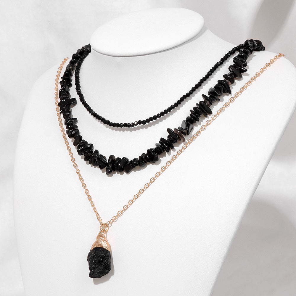 Natural Stone Bead Necklace – Retro Style Statement Necklace - product photo 10 of 12