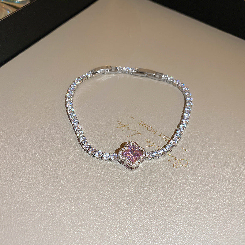 Round circle zirconia adjustable bangle bracelet – worn on wrist