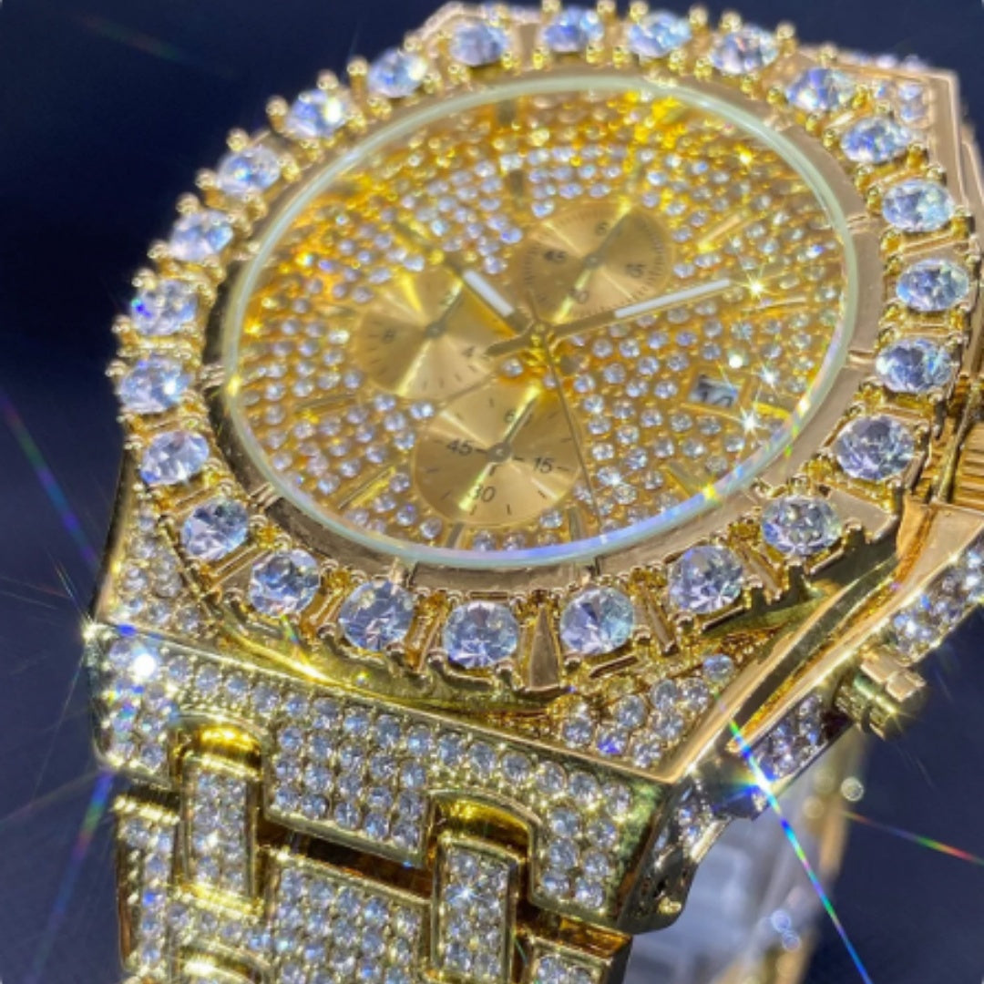 Rhinestone accent watch - gold and silver options