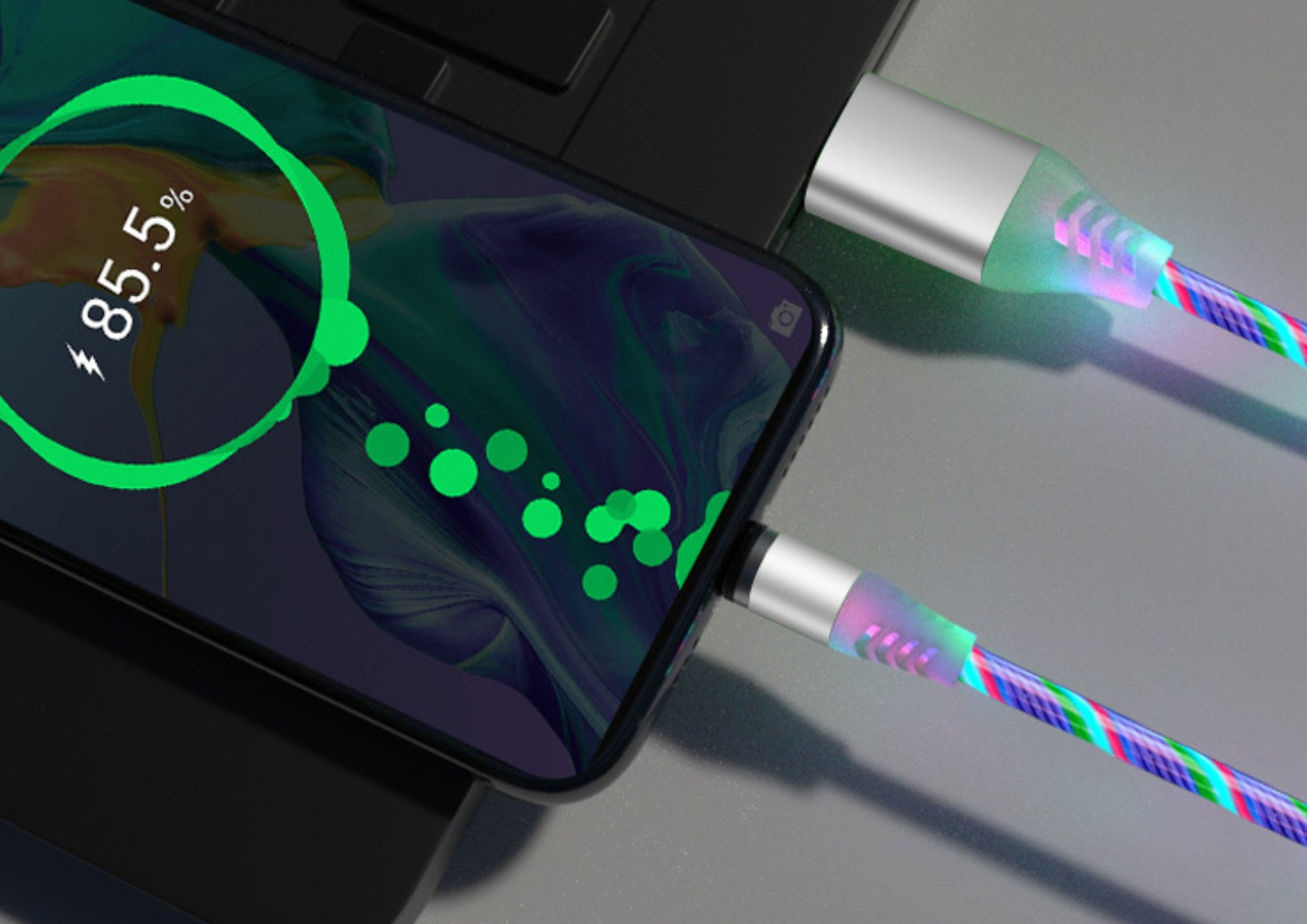 Magnetic LED Flowing Light Charging Cable – iPhone, Android & USB-C - product photo 3 of 16