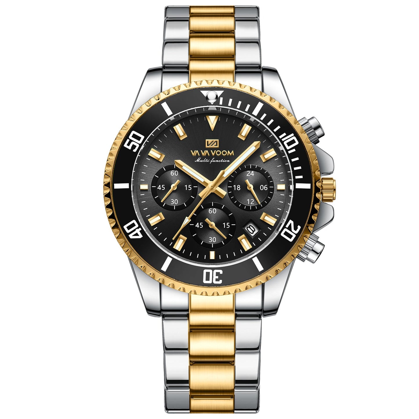 Quartz watch, gold and black colorway
