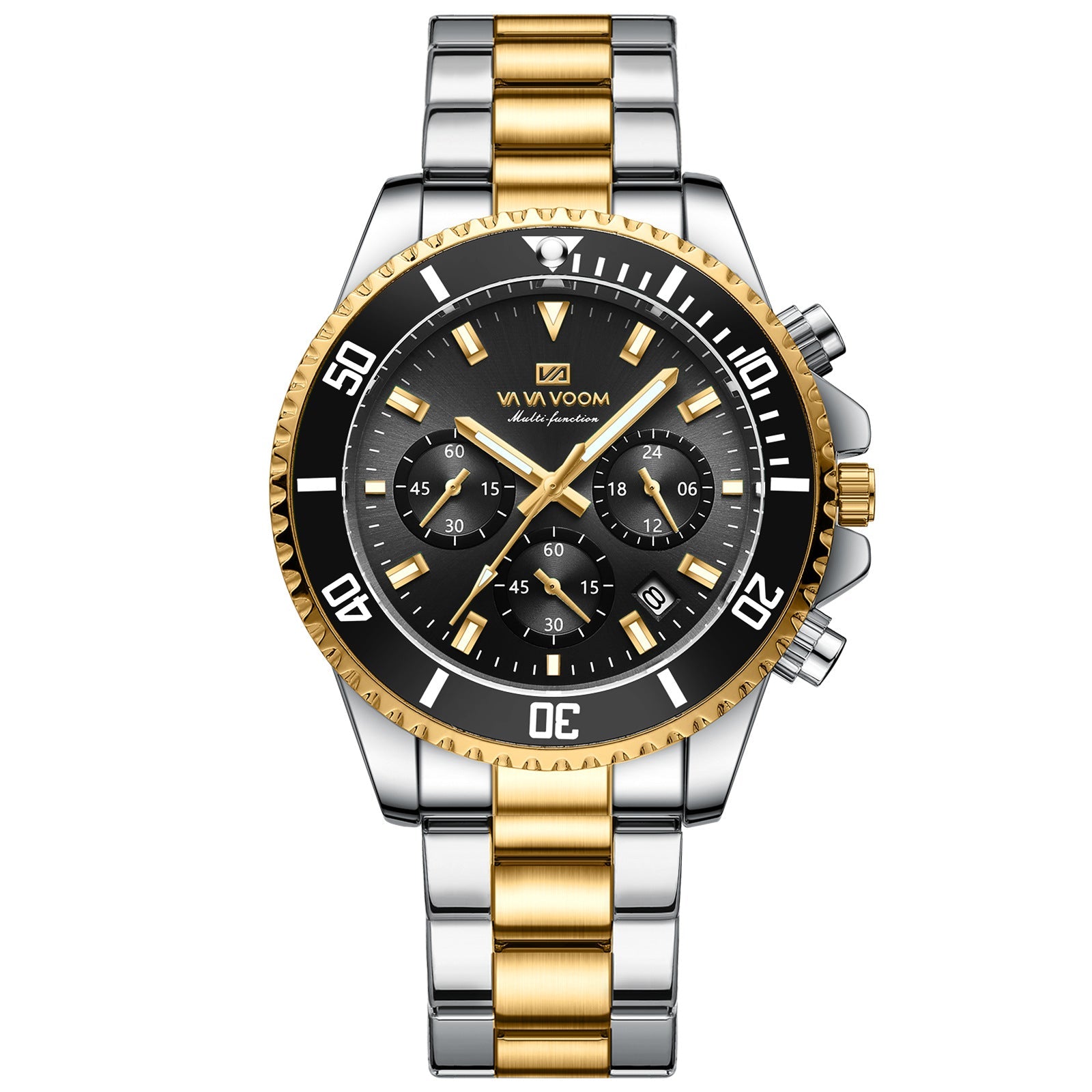 Quartz watch, gold and black colorway