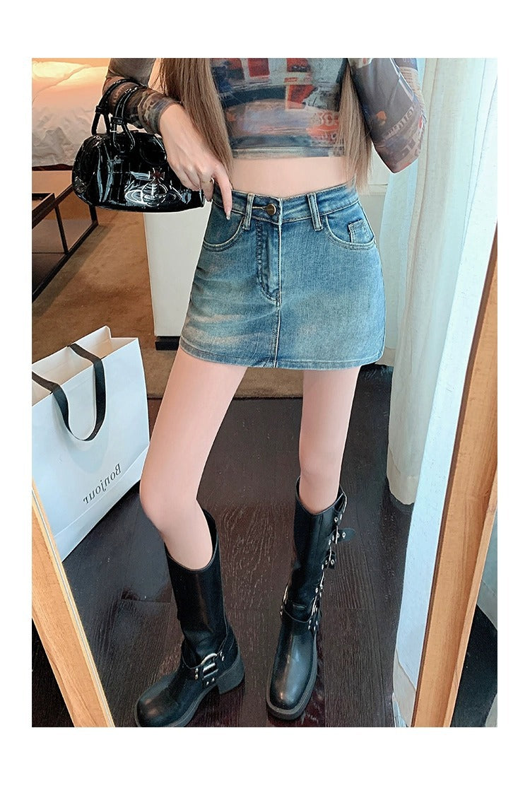 Retro High-Waist Denim Hip Skirt - photo 3