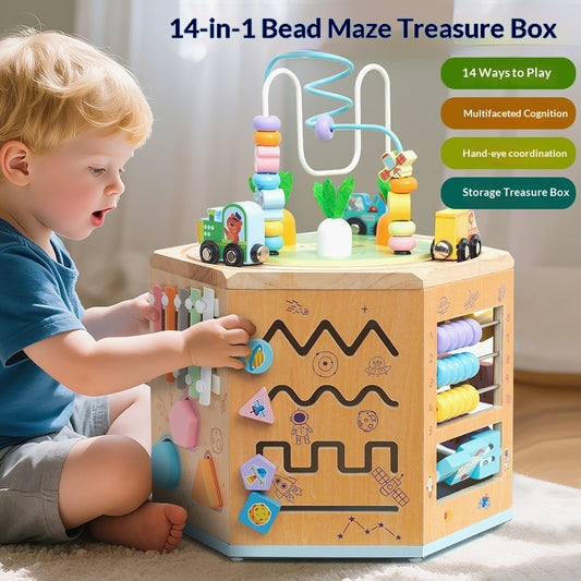 Wooden bead maze busy box treasure chest - photo 1 of 6