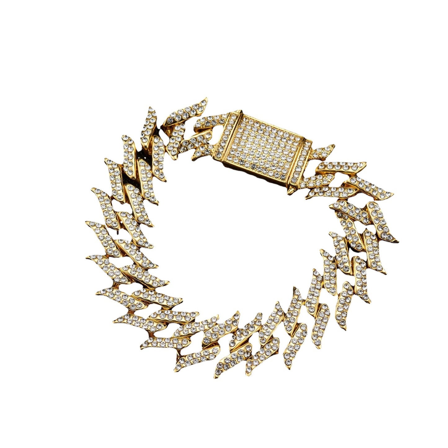 Leaf Pendant Cuban Chain Necklace with Crystal Accents - product photo 2 of 11
