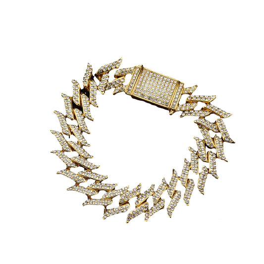 Leaf Pendant Cuban Chain Necklace with Crystal Accents - product photo 2 of 11
