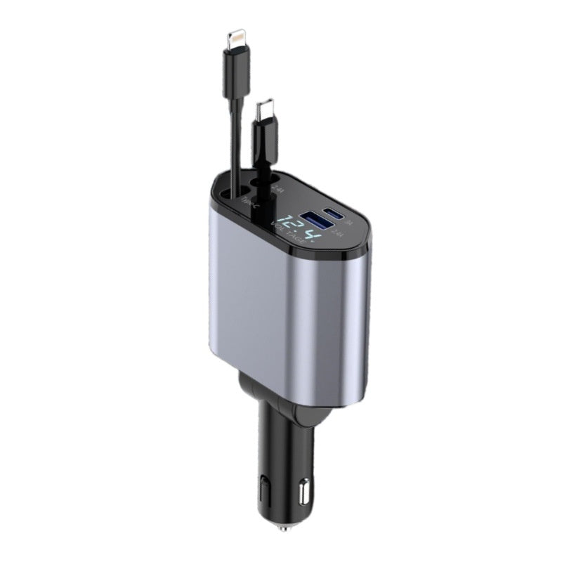 4 In 1 Retractable Car Charger Fast Car Phone Charger 120W With USB Type C Cable - product photo 3 of 8