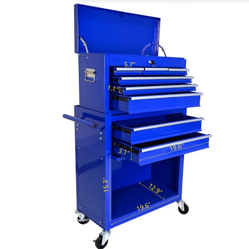 High-Capacity Rolling Tool Chest with Wheels – 8-Drawer Tool Storage Cabinet (Blue) - product photo 4 of 5