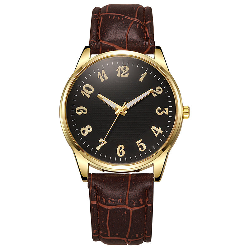 Business wristwatch, white and coffee colorway