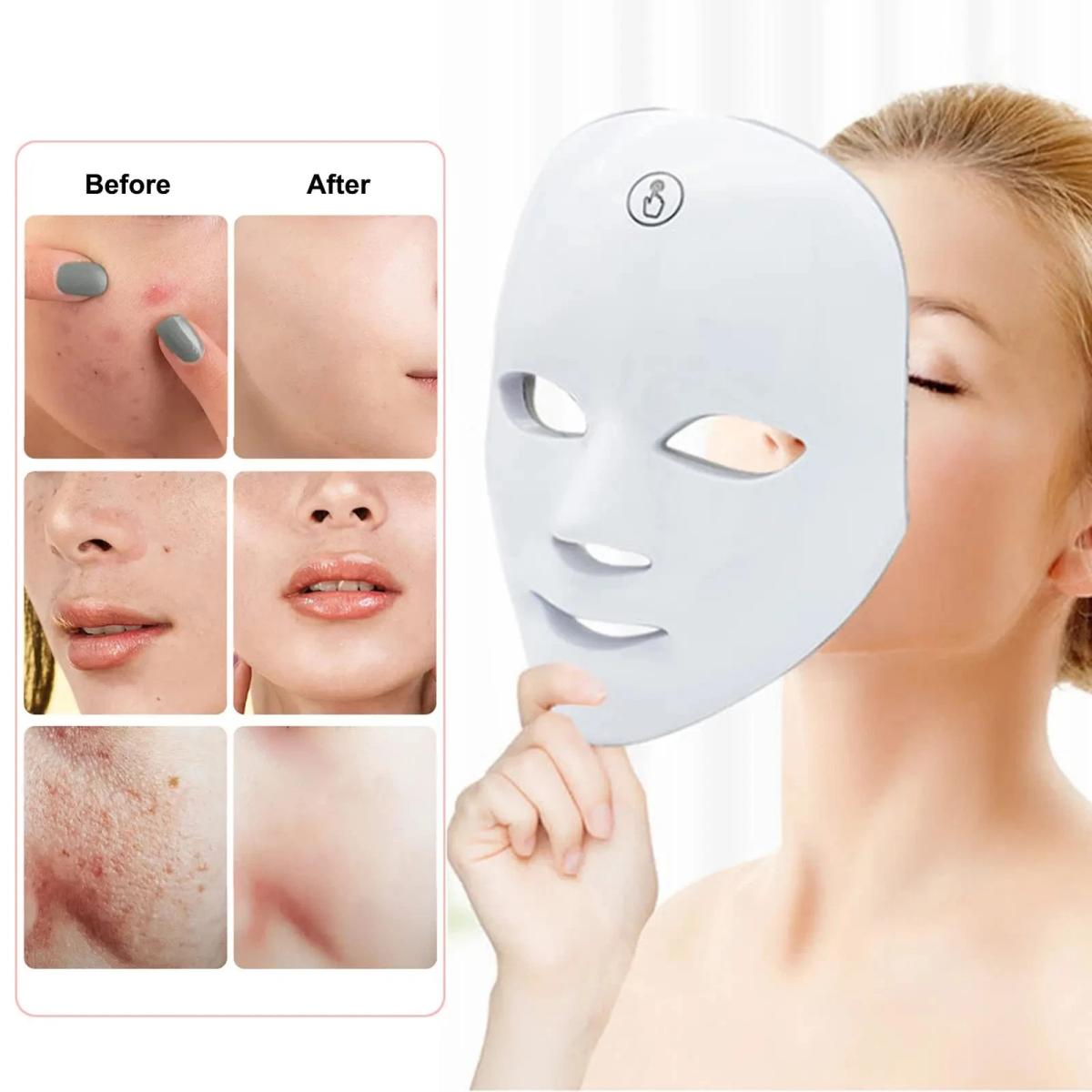 LED light therapy mask glowing blue light setting