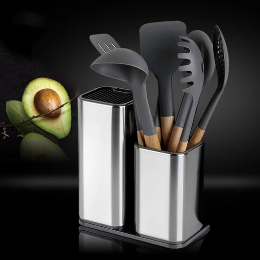 Stainless steel kitchen knife and utensil holder