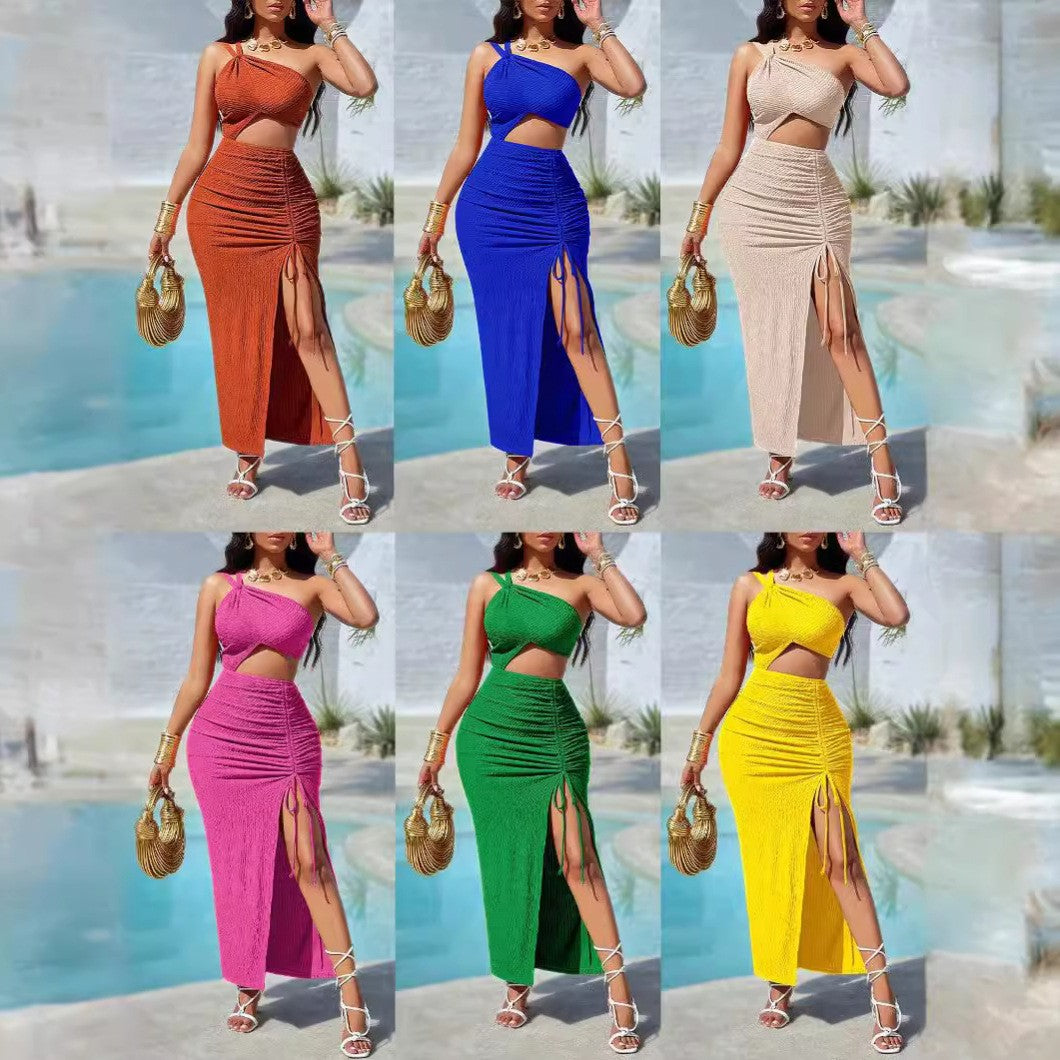 Women's One-Shoulder Solid Color Sheath Dress - product photo 1 of 8