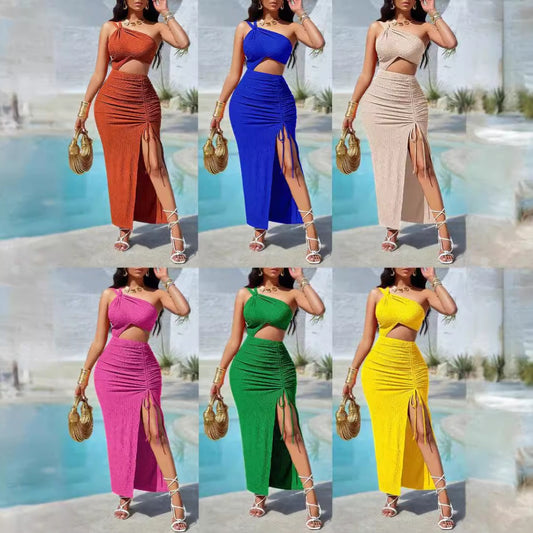 Women's One-Shoulder Solid Color Sheath Dress - product photo 1 of 8