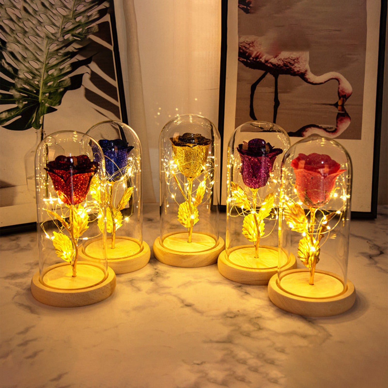 Eternal Rose LED Light in Glass Dome – Romantic Gift for Valentine's, Weddings & Mother's Day - product photo 1 of 5