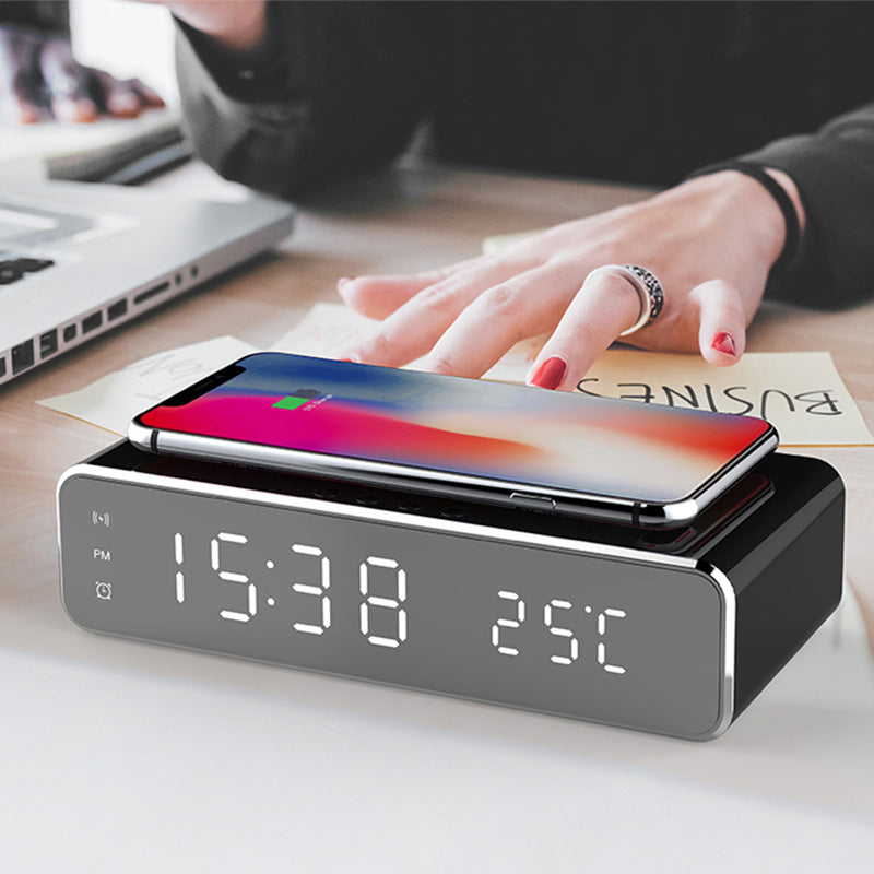 LED Electric Alarm Clock With Wireless Charger Desktop Digital Clock - product photo 4 of 6
