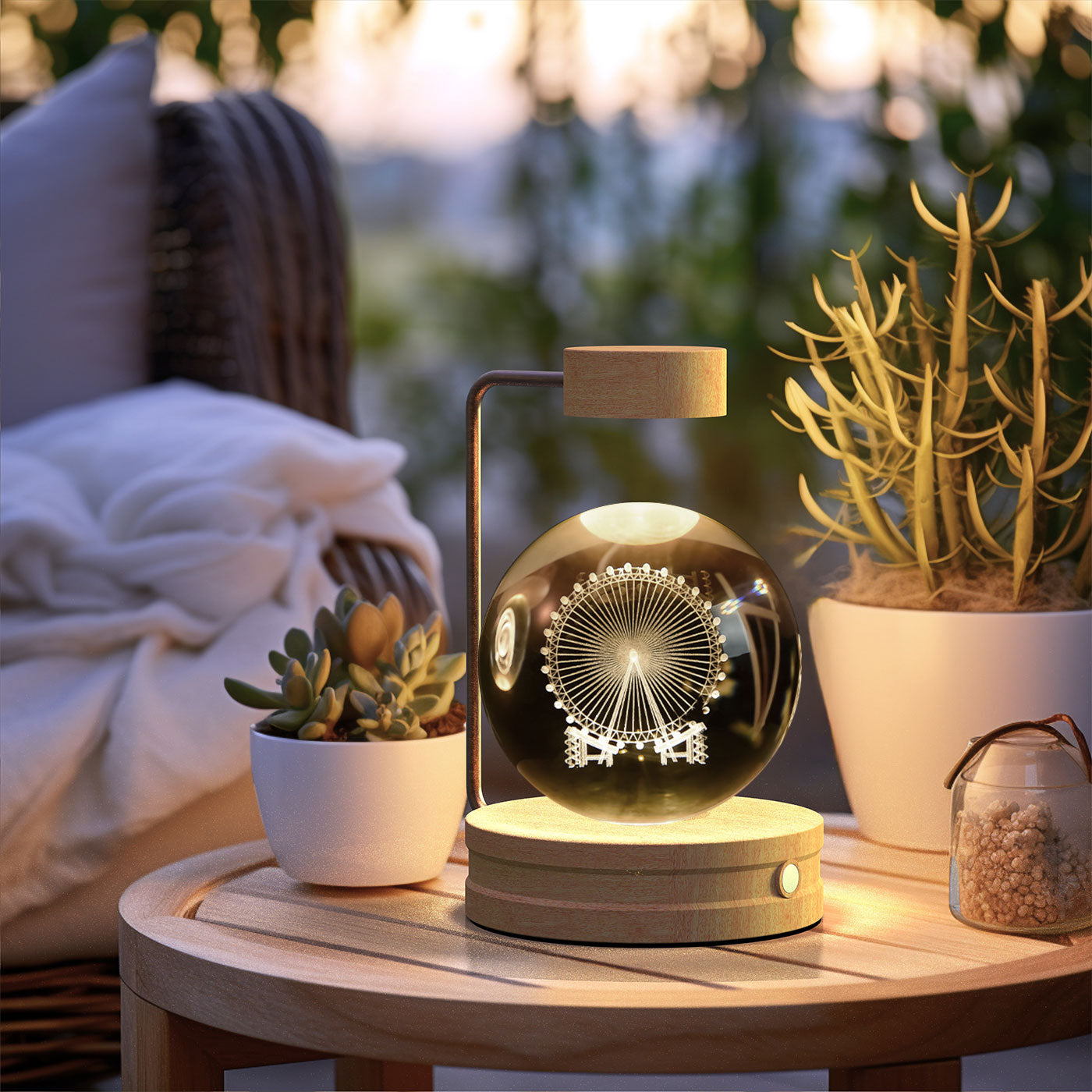 3D crystal night light with wood base, design option 28 of 51